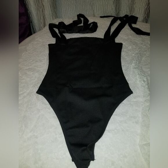 Umenlele Women's Satin Ruched Sleeveless Tie Shoulder Square Neck Bodysu…Large - Picture 10 of 14